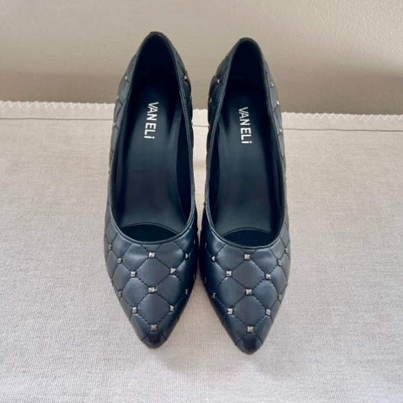 VENALi 8.5 Leather Rock Studded Stiletto Heels - Picture 4 of 13